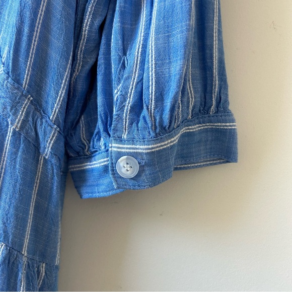 Lane Bryant Midi Dress Women’s 20 Blue White Striped Tie Waist V-Neck Soft Comfy - Picture 9 of 12